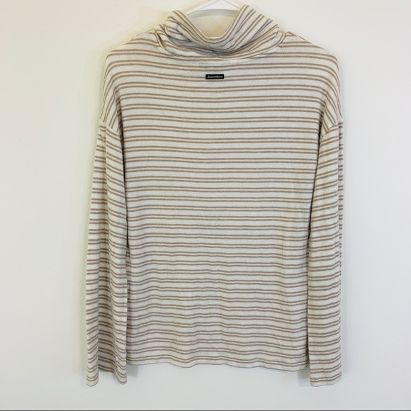 Lucky Brand Bonnie Chance Cowl Neck Beige Striped Sweater - Picture 12 of 12